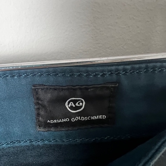 AG Adriano Goldschmied The Farrah High Rise Skinny Teal Leatherette Jeans Sz 24R - Picture 10 of 13